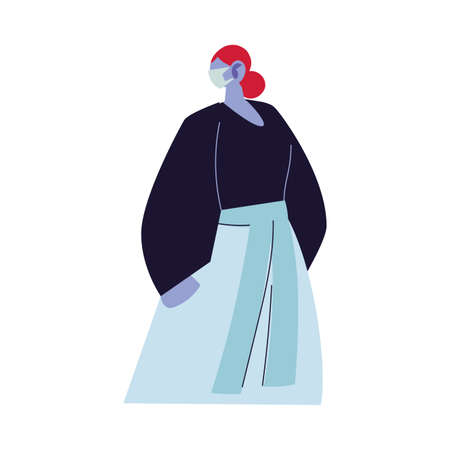 young woman using face mask vector illustration designのイラスト素材