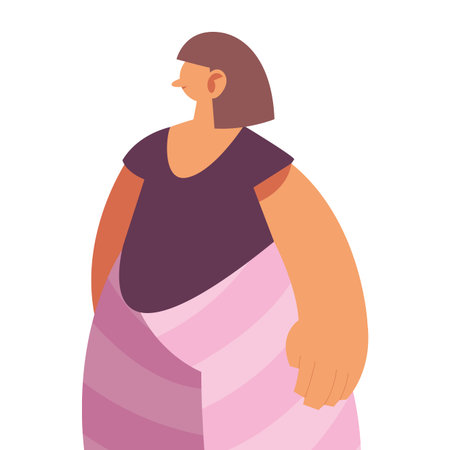 young woman standing on white background vector illustration designのイラスト素材