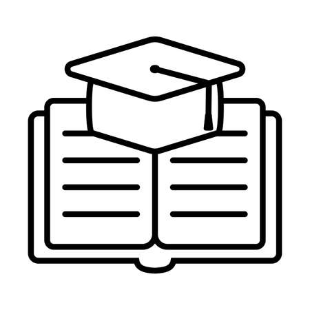 book and graduation cap line style icon design, Education literature and read theme Vector illustrationのイラスト素材