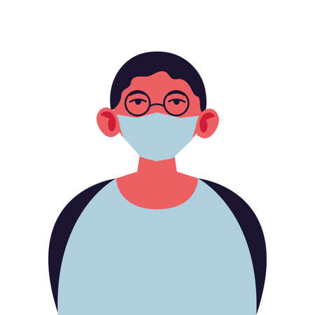 portrait of man with medical mask on white background vector illustration designのイラスト素材