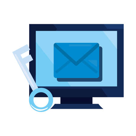 computer message key cybersecurity data protection vector illustrationのイラスト素材