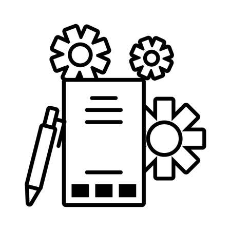reports with digital objects in white background vector illustration designのイラスト素材