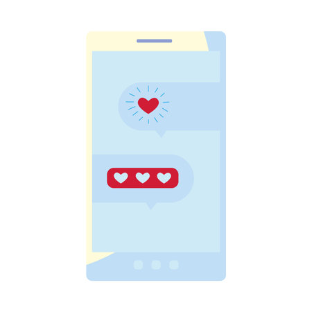 Chatting with smartphone and bubbles with hearts design, Message chat and communication theme Vector illustrationのイラスト素材