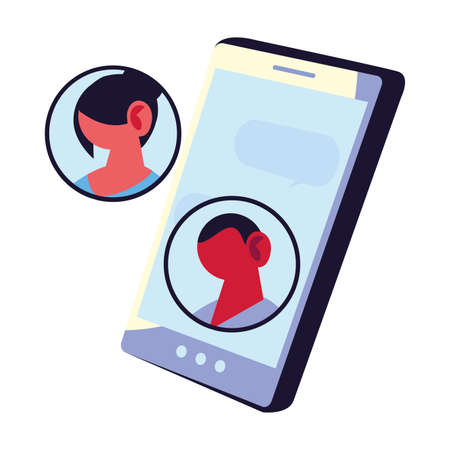 Woman and man cartoon chatting with smartphone design, Message chat and communication theme Vector illustrationのイラスト素材
