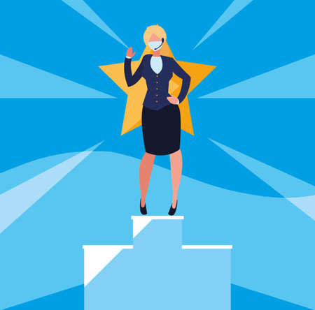 professional woman working with face mask vector illustration designのイラスト素材