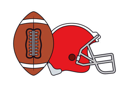 Helmet and ball design, American football super bowl sport hobby competition game training equipment tournement and play theme Vector illustrationのイラスト素材