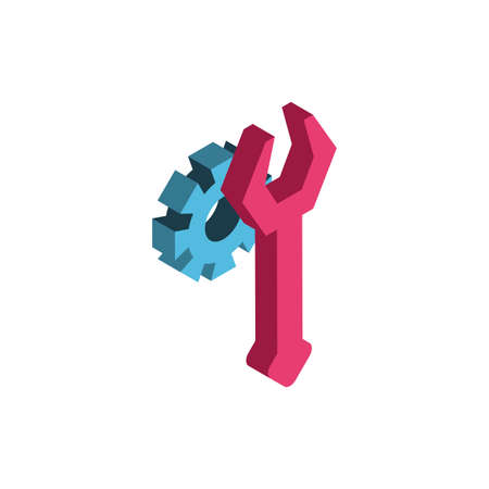 Gear and wrench design, construction work repair machine part technology industry and technical theme Vector illustrationのイラスト素材