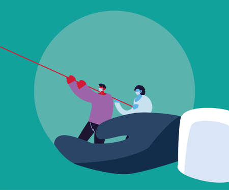 couple compromised against increased coronavirus vector illustration designのイラスト素材