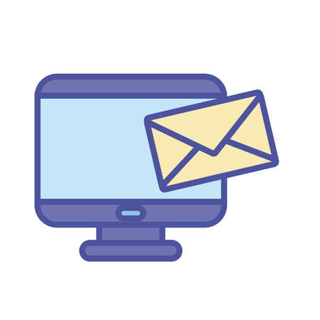 Envelope and computer line and fill style icon design, Message email mail and letter theme Vector illustrationのイラスト素材