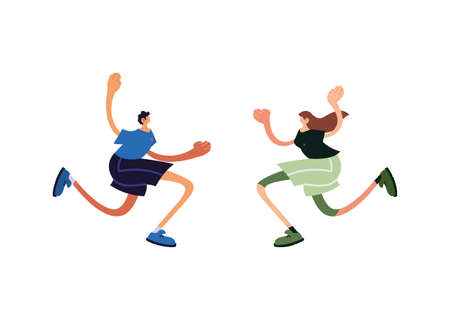 couple of people standing on white background vector illustration designのイラスト素材
