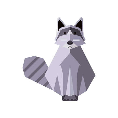 raccoon geometric wild animals on white background vector illustration designのイラスト素材