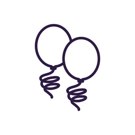 party balloons over white background, line style icon, vector illustrationのイラスト素材