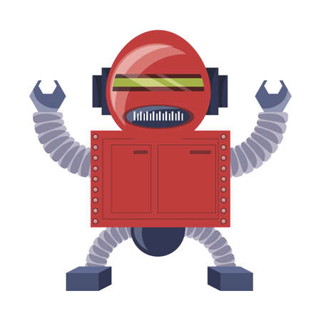 cartoon robot icon over white background colorful design vector illustrationのイラスト素材