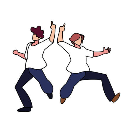 men in pose of dancing on white background vector illustration designのイラスト素材