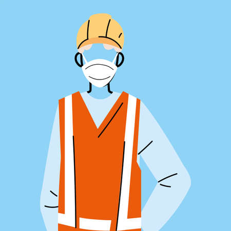 technician man with face mask and uniform vector illustration designのイラスト素材