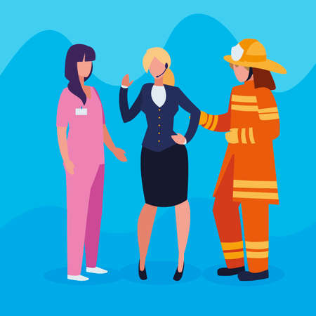group of professional workers characters vector illustration designのイラスト素材