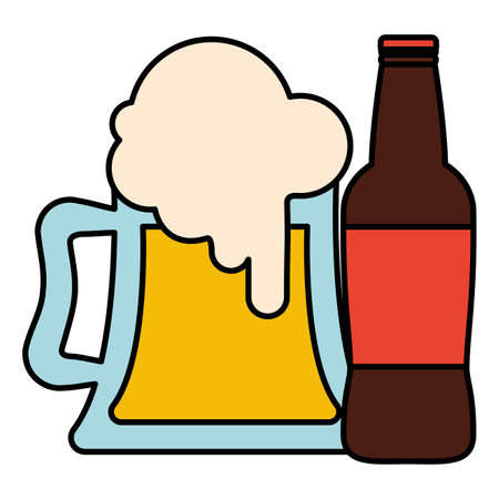 beer jar with bottle vector illustration designのイラスト素材