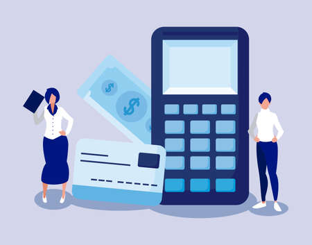 Businesswomen with dataphone design, business management corporate job occupation strategy worker and professional theme Vector illustrationのイラスト素材