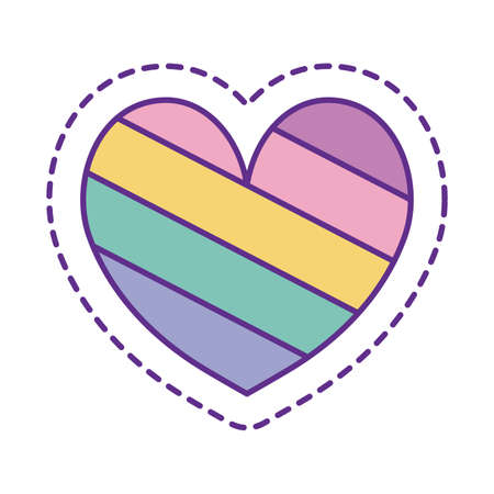 heart line and fill style icon design, Cute patch expression emoticon and childhood theme Vector illustrationのイラスト素材