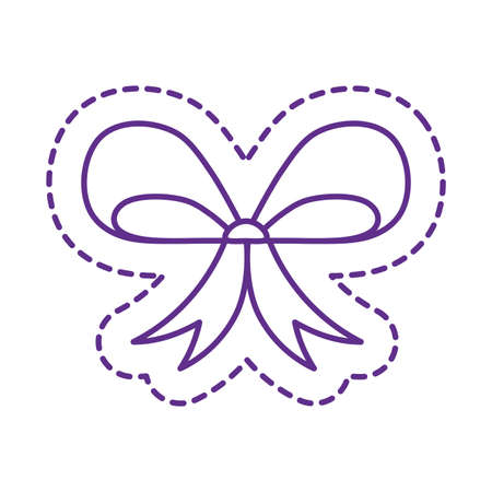 bowtie line style icon design, Cute patch expression emoticon and childhood theme Vector illustrationのイラスト素材