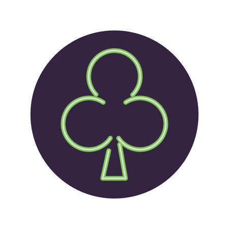 Neon clover inside black circle design, Decoration advertising light lamp retro glowing art bright and fluorescent theme Vector illustrationのイラスト素材