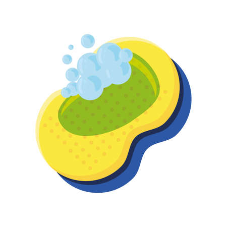 sponge for washing with liquid soap on white background vector illustration designのイラスト素材