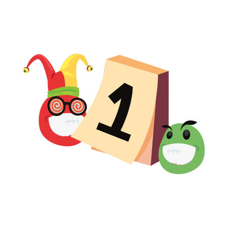 emoji face april fools day vector illustrationのイラスト素材