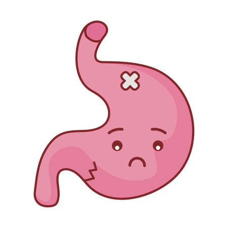 stomach cartoon flat style icon design of Medical care health and emergency theme Vector illustrationのイラスト素材