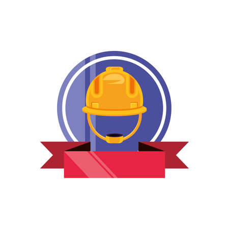 helmet construction protection with ribbon vector illustration designのイラスト素材