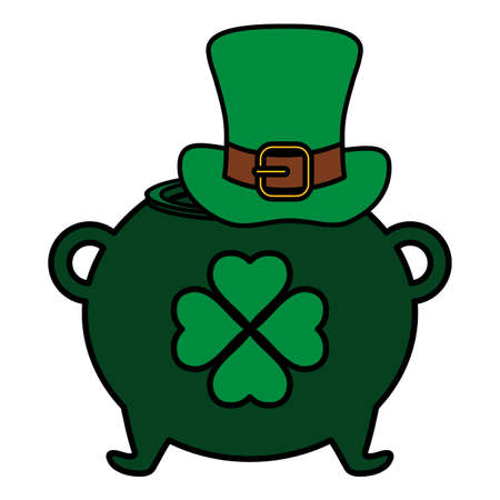 st patricks leprechaun hat with cauldron vector illustration designのイラスト素材