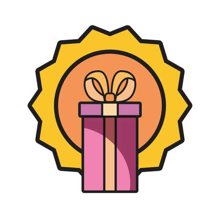 online shopping gift box label vector illustrationのイラスト素材