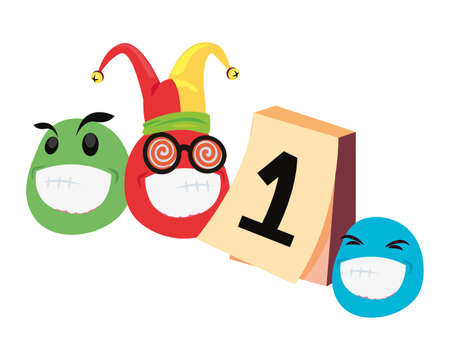 emoji hat calendar humor april fools day vector illustrationのイラスト素材