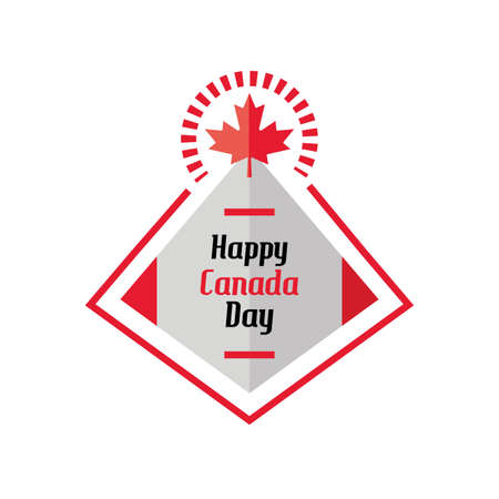 happy canada day label with flag vector illustration designのイラスト素材
