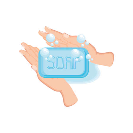 washing hands with water and soap on white background vector illustration designのイラスト素材