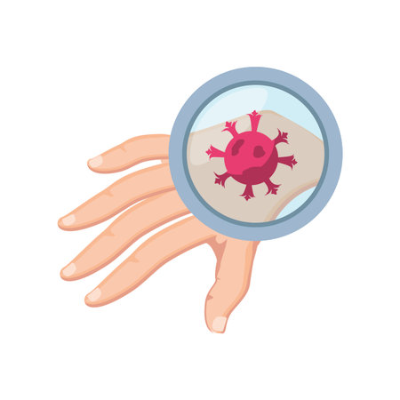 hands with coronavirus on white background vector illustration designのイラスト素材