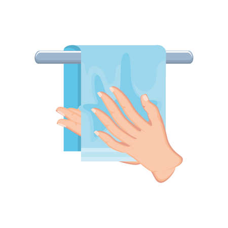 hand cleaning with towel on white background vector illustration designのイラスト素材