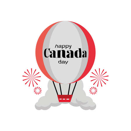 happy Canada day with hot air balloon vector illustration designのイラスト素材