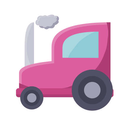 farm tractor icon over white background, flat detail style, vector illustrationのイラスト素材