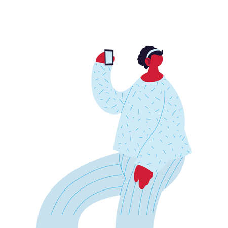 Woman cartoon with smartphone chatting design, Message chat and communication theme Vector illustrationのイラスト素材