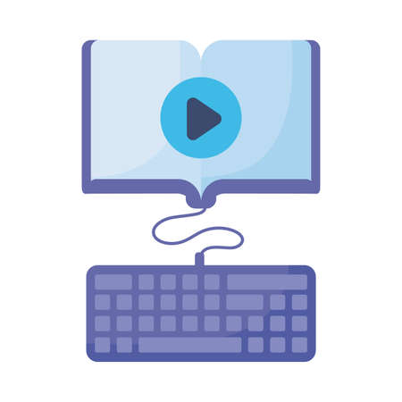 computer keyboard with book on white background vector illustration designのイラスト素材