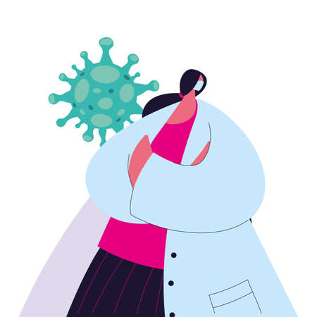 Female doctor with mask and gown to prevent coronavirus vector illustration designのイラスト素材