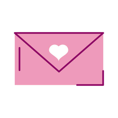 envelope closed with a heart, half line and color style icon vector illustration designのイラスト素材