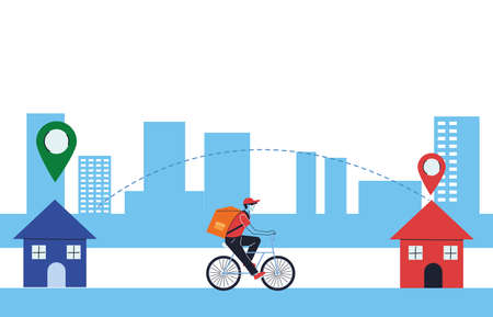 package delivery with door-to-door location vector illustration desingのイラスト素材