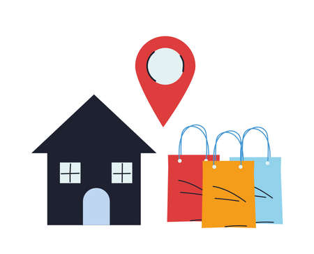 store with merchandise and location vector illustration desingのイラスト素材