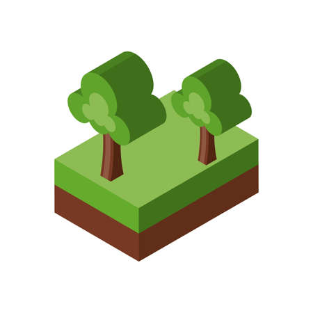 Isometric trees design, Nature element earth eco ecology conservation bio environment and outdoor theme Vector illustrationのイラスト素材