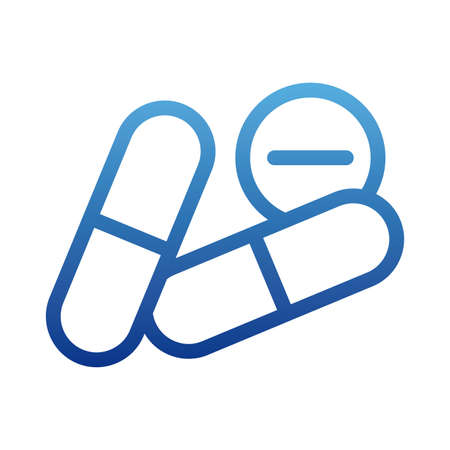 capsule and pills, medicines, degraded line style icon vector illustration designのイラスト素材