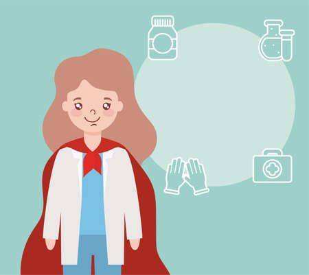 woman doctor explain how prevent the spread of covid 19 vector illustration designのイラスト素材