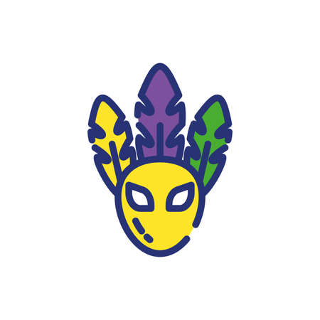 Mardi gras mask with feathers, design, Party carnival decoration celebration festival holiday fun new orleans and traditional theme Vector illustrationのイラスト素材