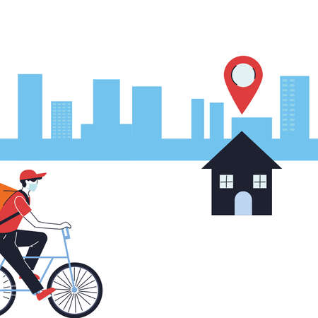 stores with messengers delivery in vehicles vector illustration desingのイラスト素材