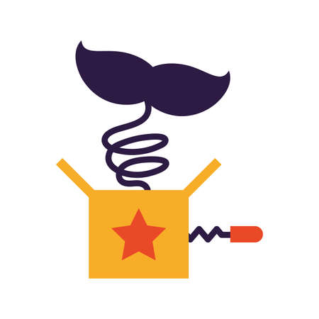 surprise box with a fun moustache on white background vector illustration designのイラスト素材